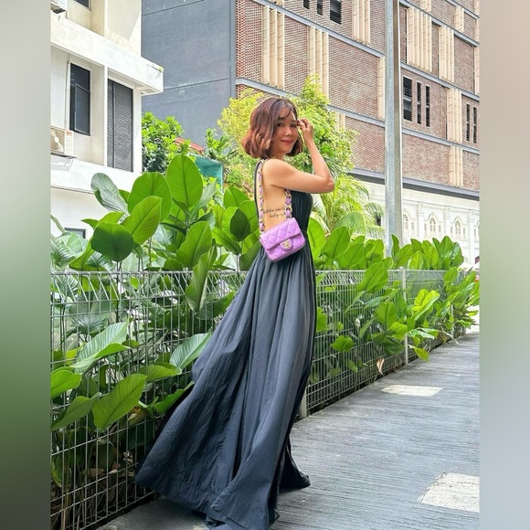 🆕ZARA LONG NYLON DRESS | NAVY BLUE - Picture 5 of 12